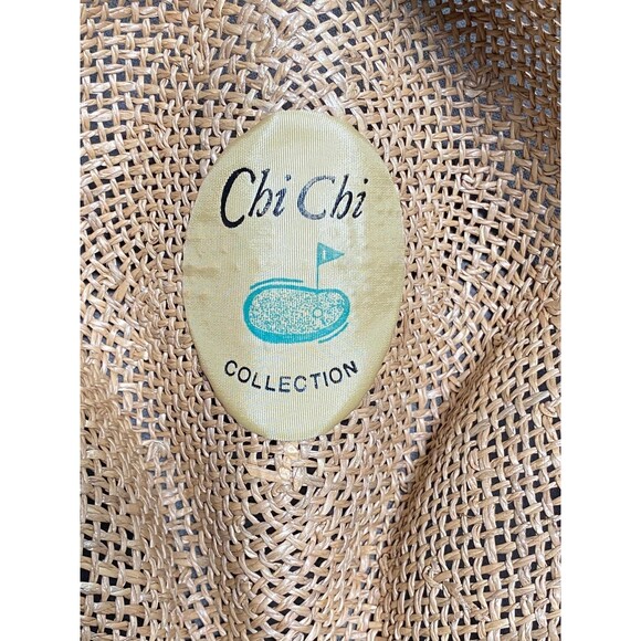 Vtg Chi chi Collection Panama Straw hat Linen band Made in U.S.A. Size Small S - Picture 11 of 12